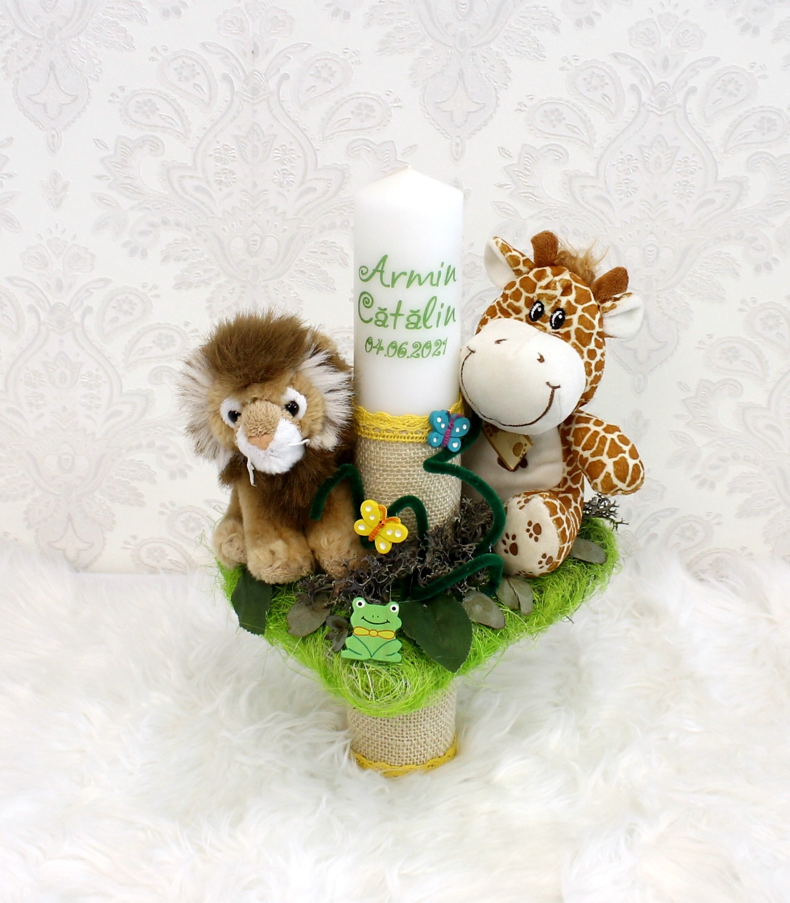 Trusou Botez Brodat Personalizat Jungle Safari Set Complet