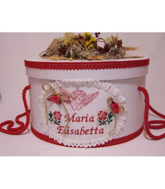 Cutie rotunda botez personalizata ingeras traditional