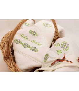 Verde si Gri | Trusou Botez Traditional broderie punct in cruciulita | Atelierele Cris