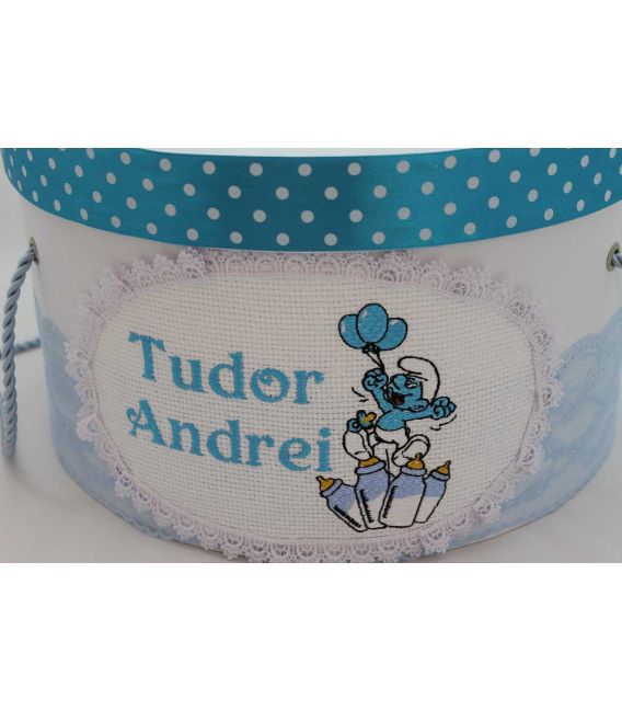 Cutie trusou botez personalizata Strumfi