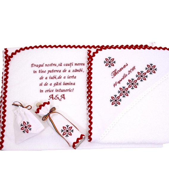 Trusouri botez traditionale - Trusou botez traditional model 10 piese broderie stelute