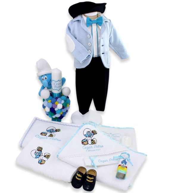 Set trusou bebe strumf personalizat cu jucarii  - Trusouri  Botez Complete