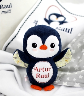 Set cadou personalizat 4 piese pentru baieti cu pinguin
